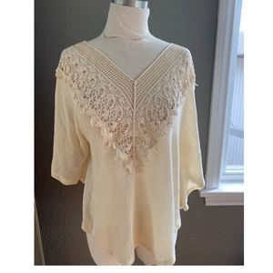 Cream colored Macrame top